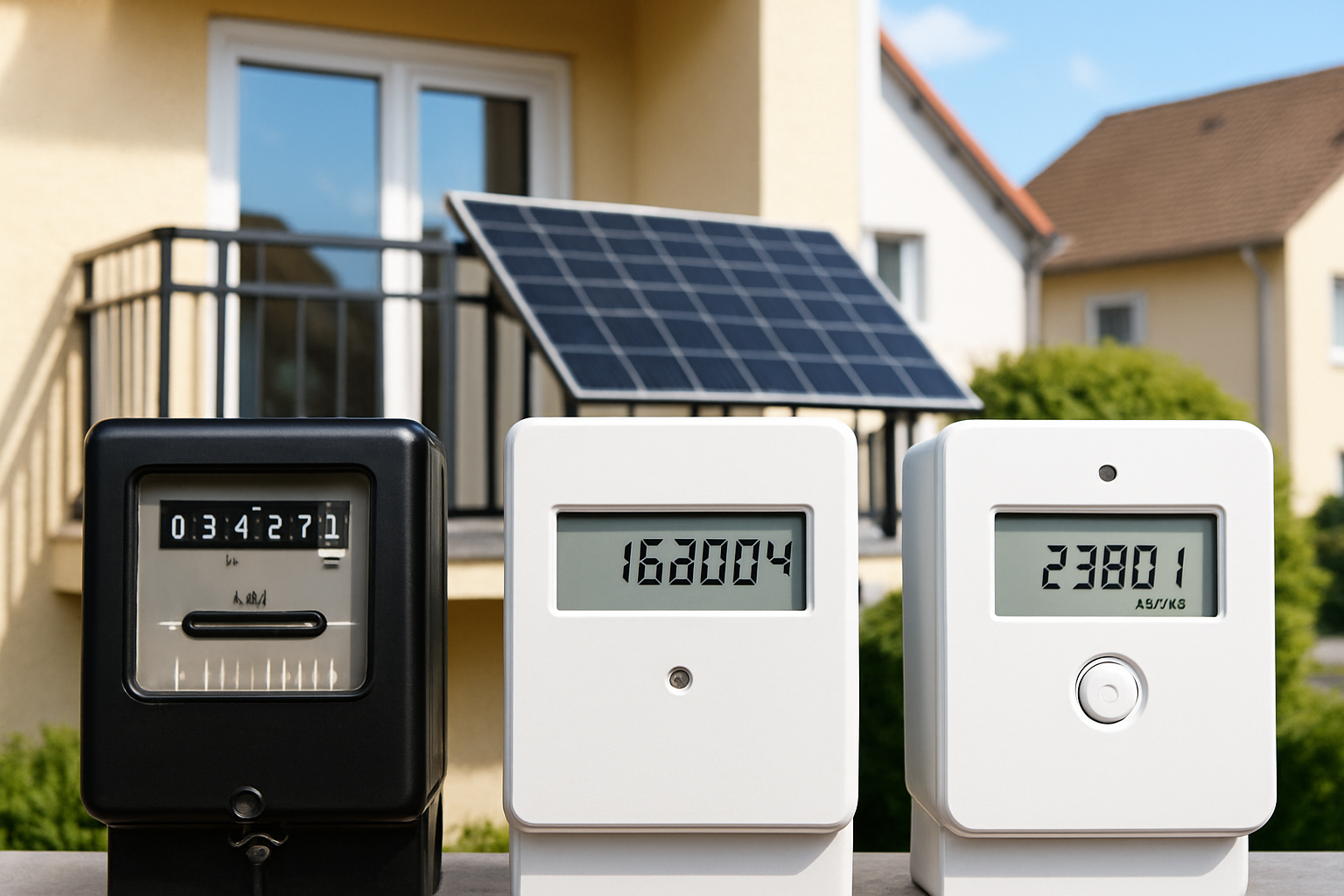 Verschiedene Stromzählertypen für Balkonkraftwerke im Vergleich